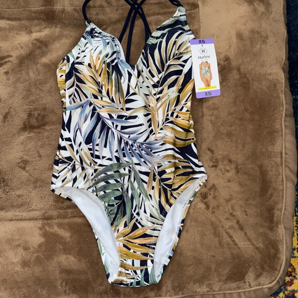 🌴Hurley Ladies' One-Piece Swimsuit, UPF 50+, Cayman Palms Size XS